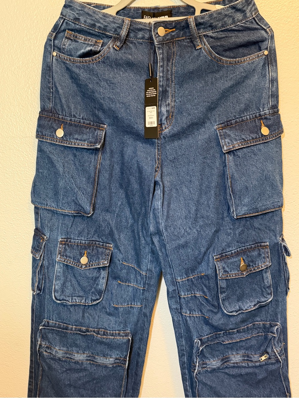 Men's Cargo Denim Pants - Blue